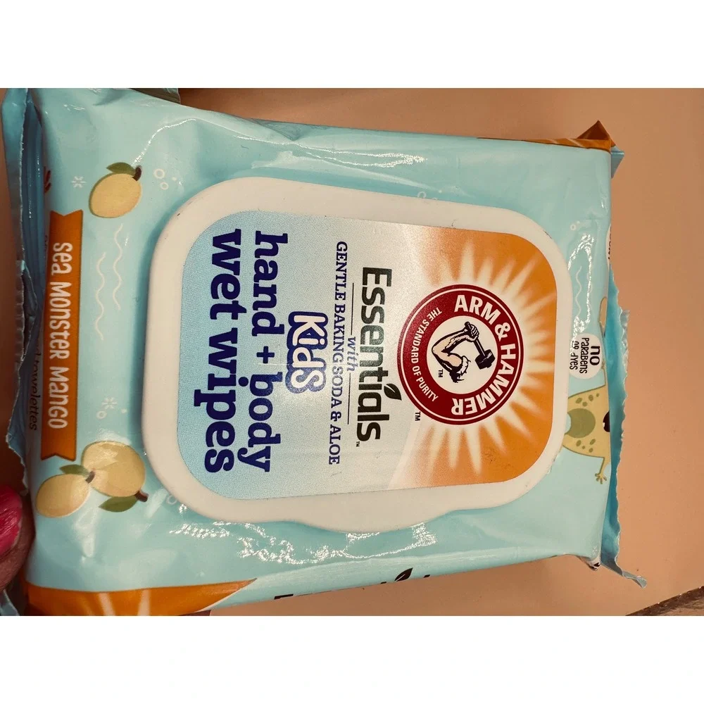 Arm & Hammer Essentials Kids Hand Body Wet Wipes Sea Monster Mango 2 Pack 30ct